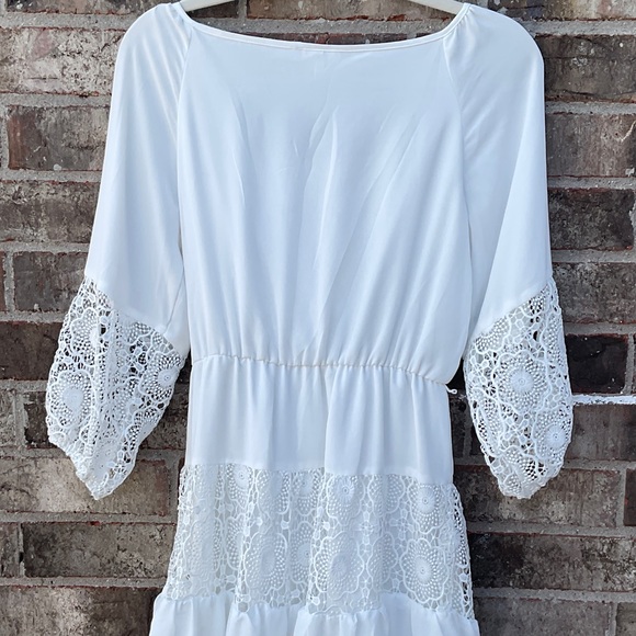 White Lace Boho Peasant Dress - Picture 9 of 11